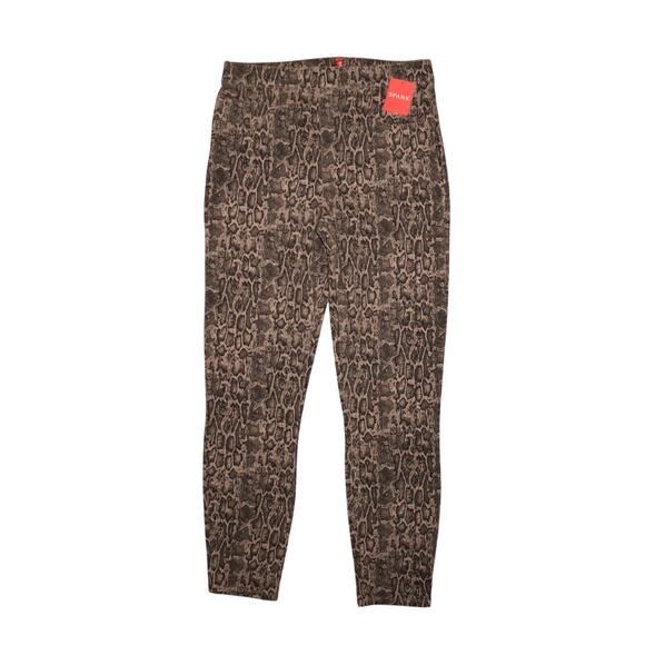 SPANX NEW $98 Jean-ish Ankle Legging Taupe Snakeskin Pull-on Stretch Large - Picture 1 of 4